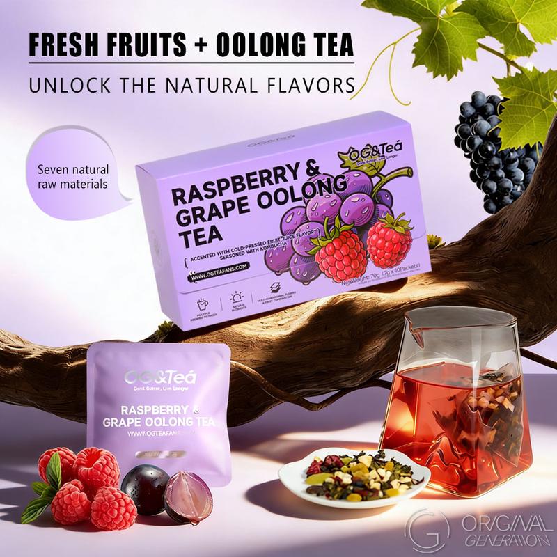 Bogo Raspberry Grape Oolong Tea 2 Cartons (70g 7g×10packs) ×2 With Forest Thermos Grape Oolong Tea Snow Pear Apple Raspberry Strawberry