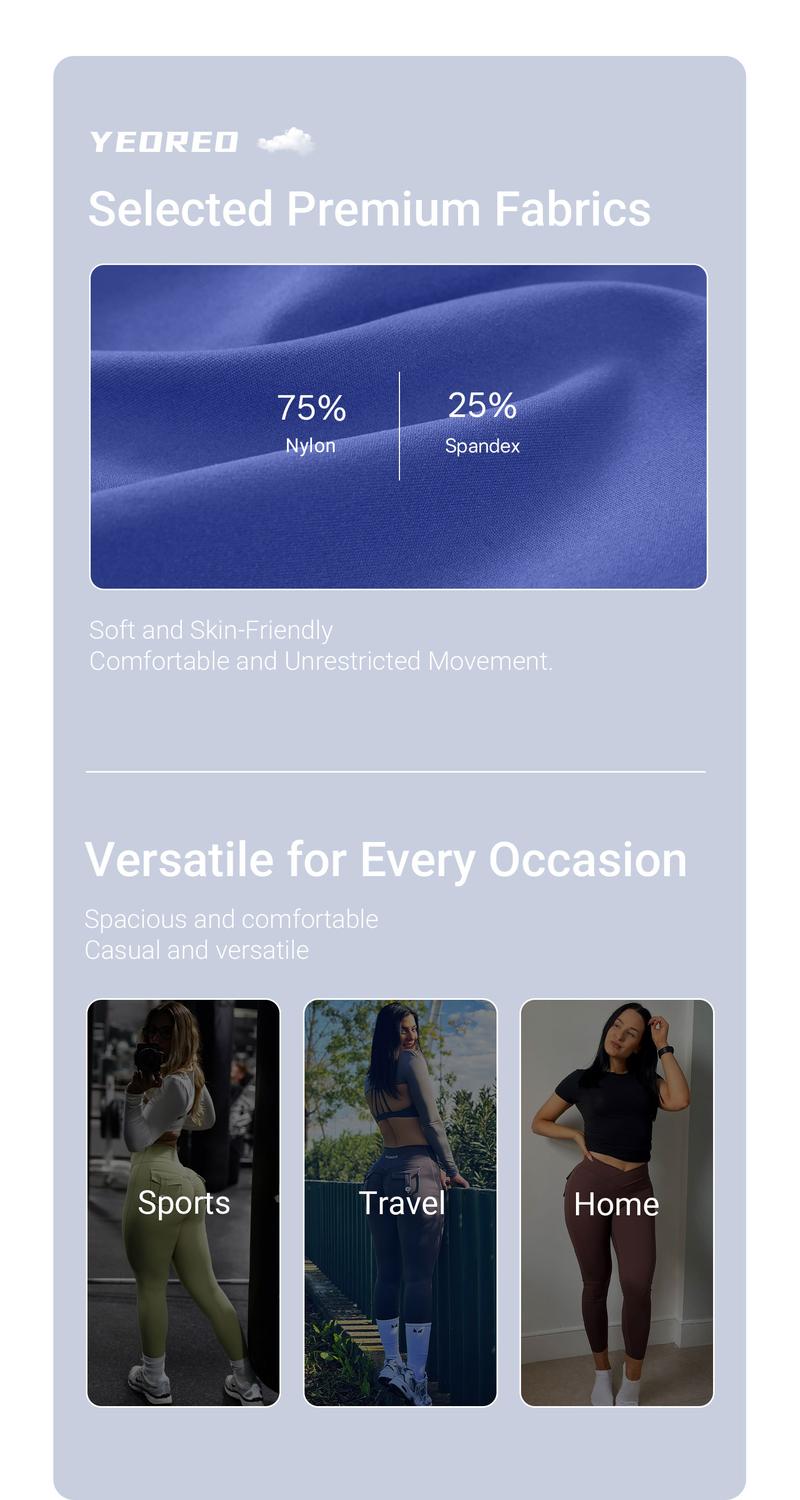 YEOREO CoreFlex Leggings with Pockets for Women Charm Scrunch Workout Leggings V Cross Waist Butt Lifting Gym Yoga Pants