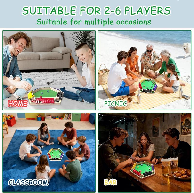 Shut The Box – Colorful Wooden Board Game for 6 Players with 12 Dice, Educational Math & Number Fun for Kids, Adults, Family, Party Game (Instructions Included)