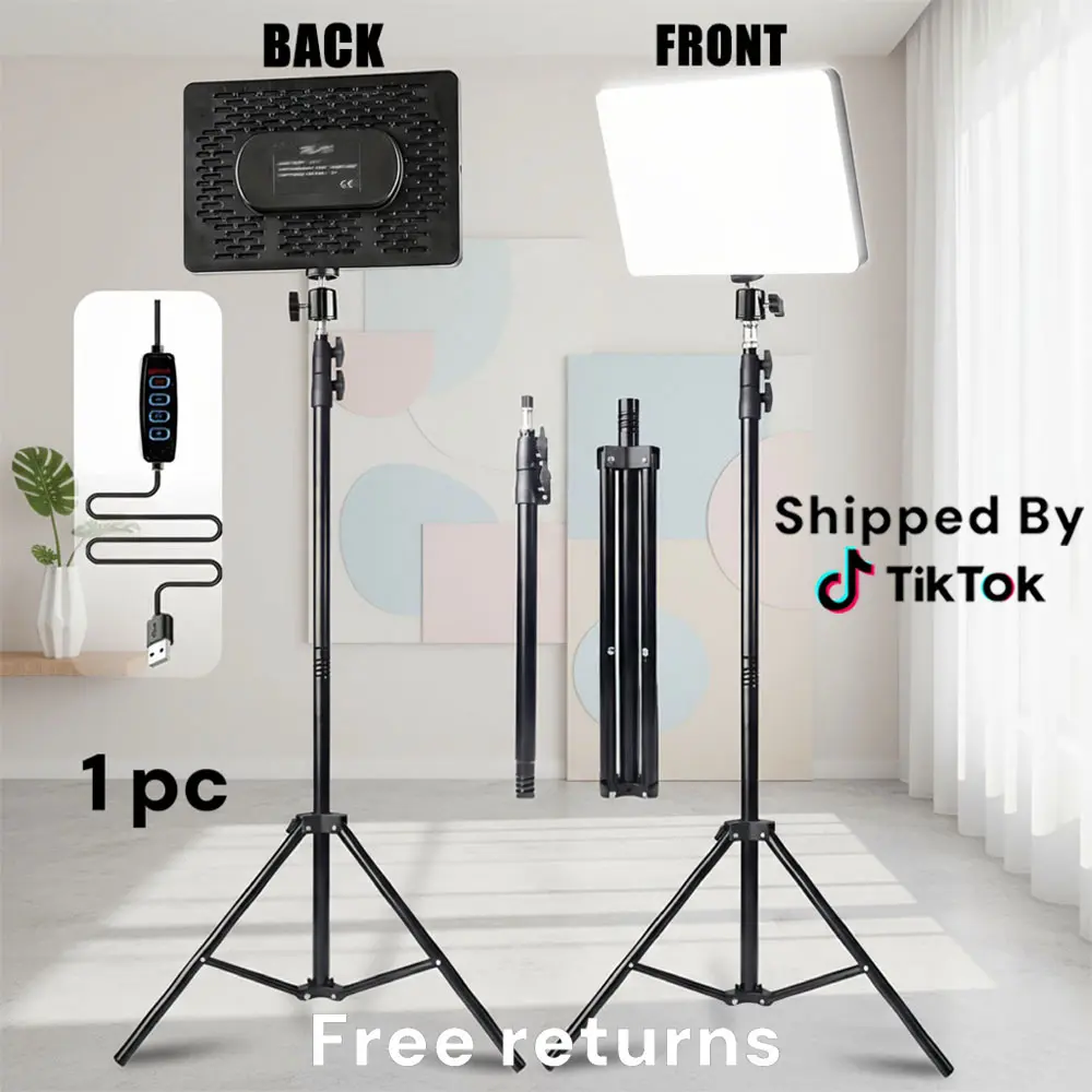 【DealsForYouDays】1 pc 10" Fill Light, Square Light Panel with 63" Extendable Stand 3 Color, Studio Lighting for YouTube/TikTok/Instagram Content Creation, USB Powered, Soft light#SummerWins#BackToSchoolDeal, Studio Lights, Soft Fill Light