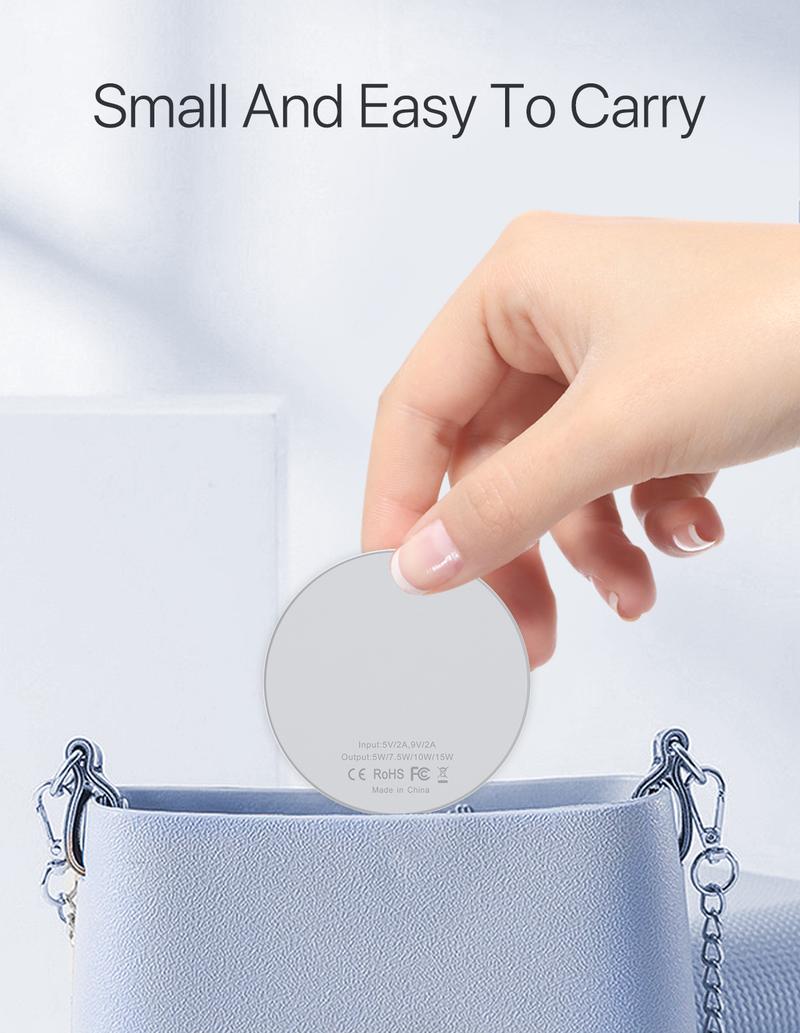 Magnetic Wireless Charger, 15W Fast Magnetic Charger for iPhone 15/14/13/12 Series and AirPods 3/2/Pro, Mag-Safe iPhone Wireless Charging Pad with Magnetic Sticker Included Ideal as Gifts