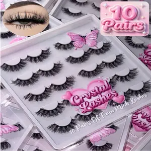 10 Pairs Fluffy Eyelashes 3D Faux Mink Strip False Lashes High Quality 15mm-25mm Length Styles