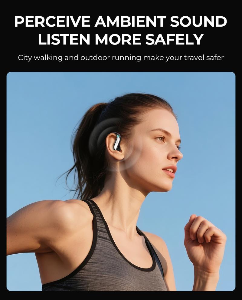 HTC NE23 OWS Open Ear Headphone,Bluetooth 6.0 Earphones, Wireless Earbuds for Music & Phone Calls, IPX5 Waterproof Sports Headphones with Long Endurance