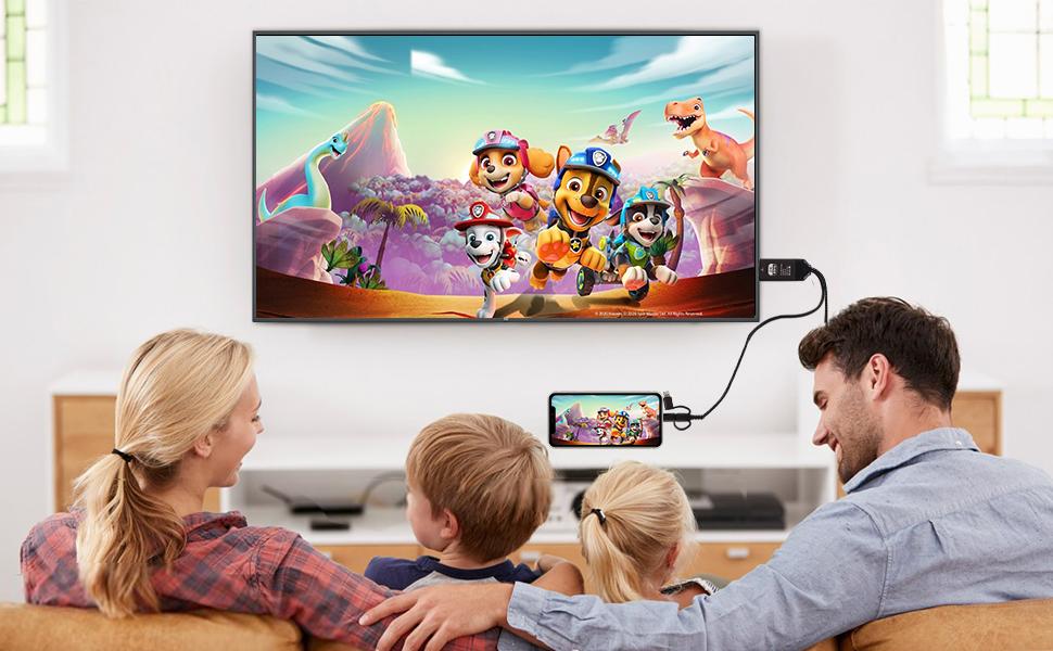 3 in 1 HDMI Projection Adapter, Compatible for iPhone/Android to TV/Monitor/Projector, 1080P Mirroring Function, with Lightning/Micro USB/USB C, Portable Digital Converter, Accessories, Hdmi Connector