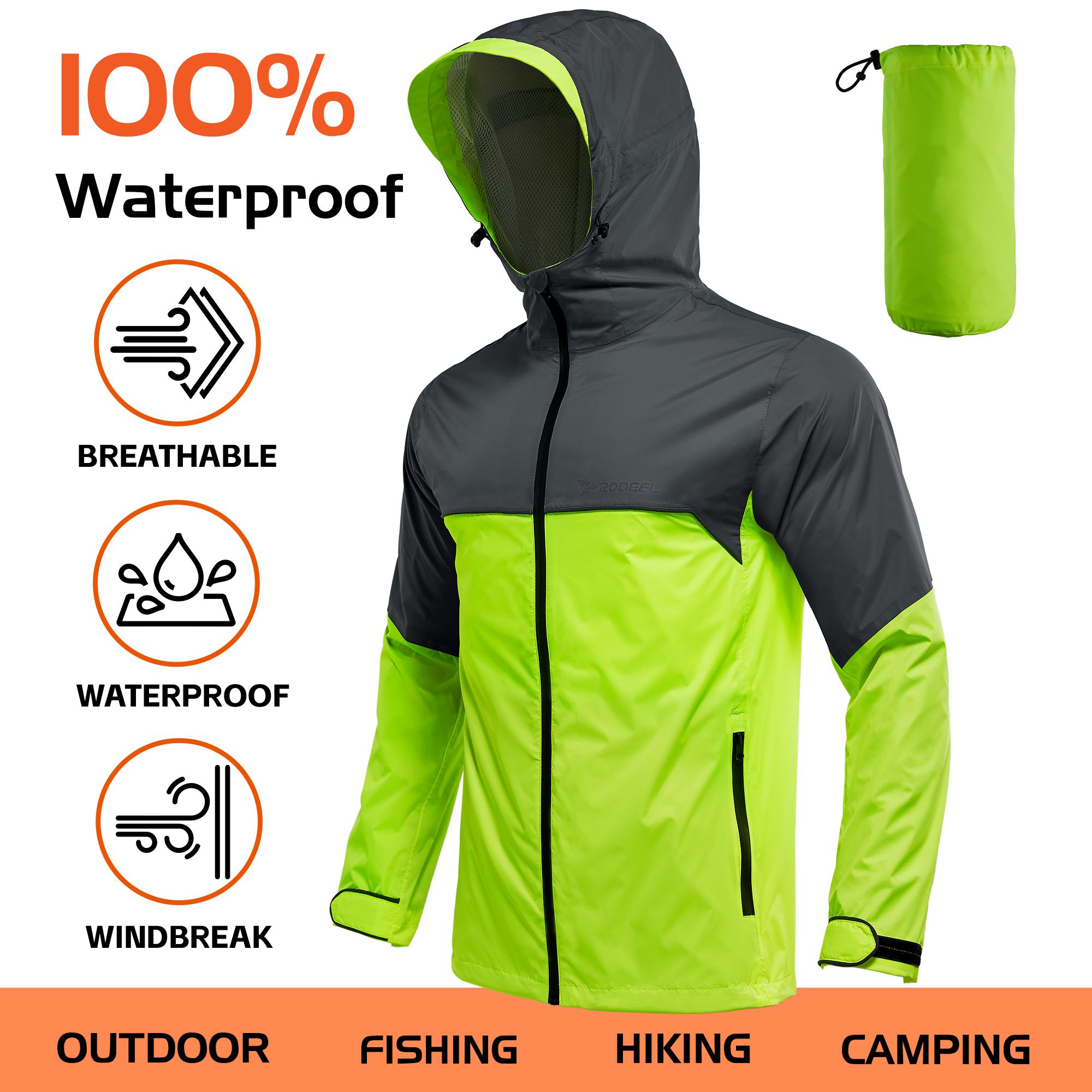 【RODEEL】710 Waterproof Jacket with Storage Pouch Men High Visibility Lightweight Breathable Hooded Rainwear Durable Rain Coat Weatherproof Windbreaker For Outdoor Sports Hiking Camping Fishing Boating Construction Landscaping Gardening, Holiday Gift 【RODEEL】710 Waterproof Jacket with Storage Pouch Men High Visibility Lightweight Breathable Hooded Rainwear Durable Rain Coat Weatherproof Windbreaker For Outdoor Sports Hiking Camping Fishing Boating Construction Landscaping Gardening, Holiday Gift
