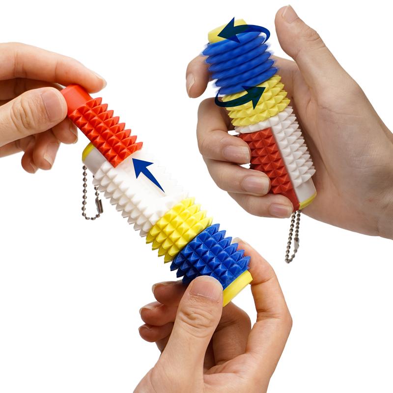 Little Ouchies  Grippie 5-in-1 Design for Stress Relief, Button Clicks, Spinners, Portable Stim Tool,Spiky Grippie Stim, 3D Printed Toys Pain Stim Fidget, Pocket Mini Fidget Toy for Adults Novelty Gifts,Grippie stim keychain