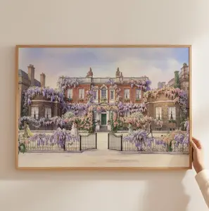 [NO FRAME] Bridgerton Wisteria Mansion Art Poster, Regency Romance Aesthetic Wall Decor