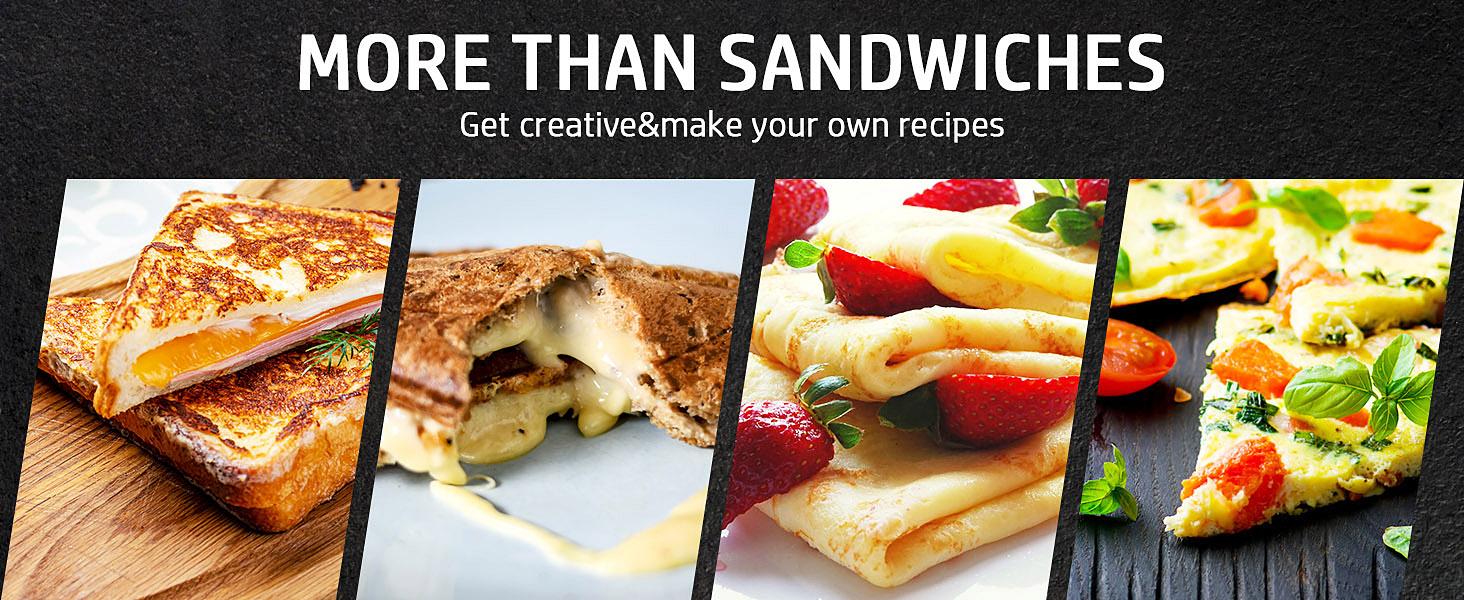 OSTBA Sandwich Maker, Toaster & Electric Panini Press with Non-Stick Plates, LED Indicator Lights, Cool Touch Handle, Black Kitchen Appliances Universal Griddle