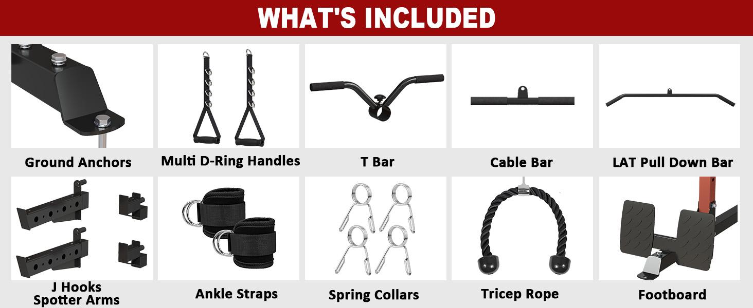 Cofiyard Power Cage with Dual Pulley System, Multi-Function Squat Rack, Cable Crossover, Home Gym Workout Machine, 2500 lbs Capacity, 16 Cable Heights, Integrated Storage Hooks, Professional Accessories Included