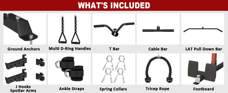 Cofiyard Power Cage with Dual Pulley System, Multi-Function Squat Rack, Cable Crossover, Home Gym Workout Machine, 2500 lbs Capacity, 16 Cable Heights, Integrated Storage Hooks, Professional Accessories Included