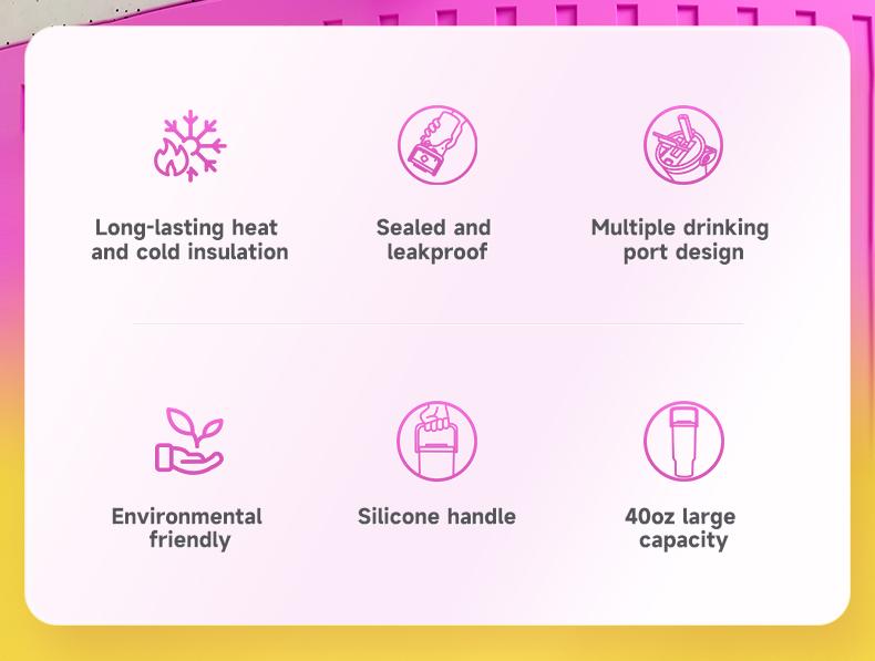 MEOKY Christmas 40oz Car Insulated Mug, Reusable Large Capacity Insulated Mug, 24 Cold Keeping, Leakproof Tumbler , Replaceable Handle, Includes Braided Handle