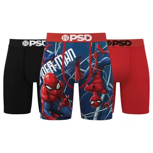 PSD Underwear Men's Spider-Man Webbed Up Boxer Briefs 3-Pack