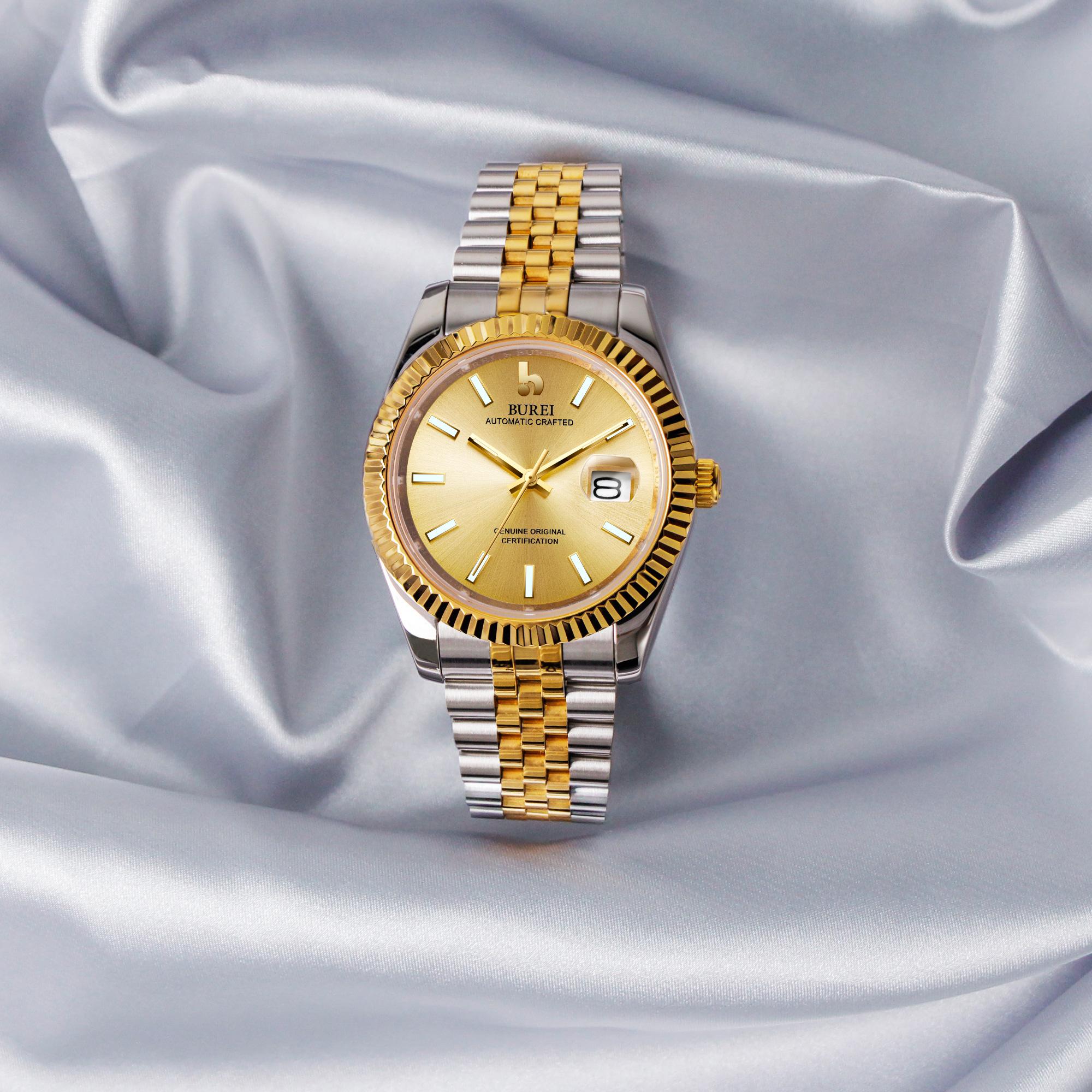 BUREI Men's Classic Luxury Watch Stainless Steel Waterproof Machine Watch Fashion Double Watch Date Sapphire Crystal BUREI Men's Classic Luxury Watch Stainless Steel Waterproof Machine Watch Fashion Double Watch Date Sapphire Crystal