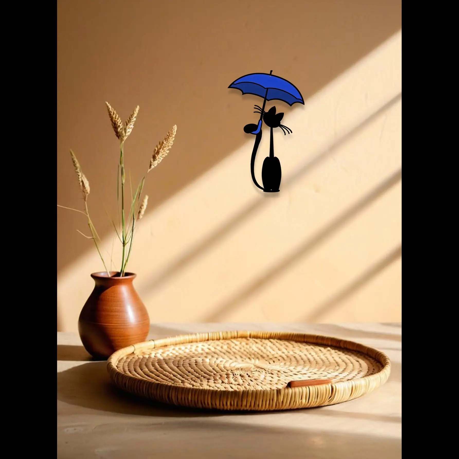 Colorful Cat Iron Wall Decor Set, Cute Animal Home Garden Hanging Ornament, Durable Metal Cat Sculpture, Easy Installation