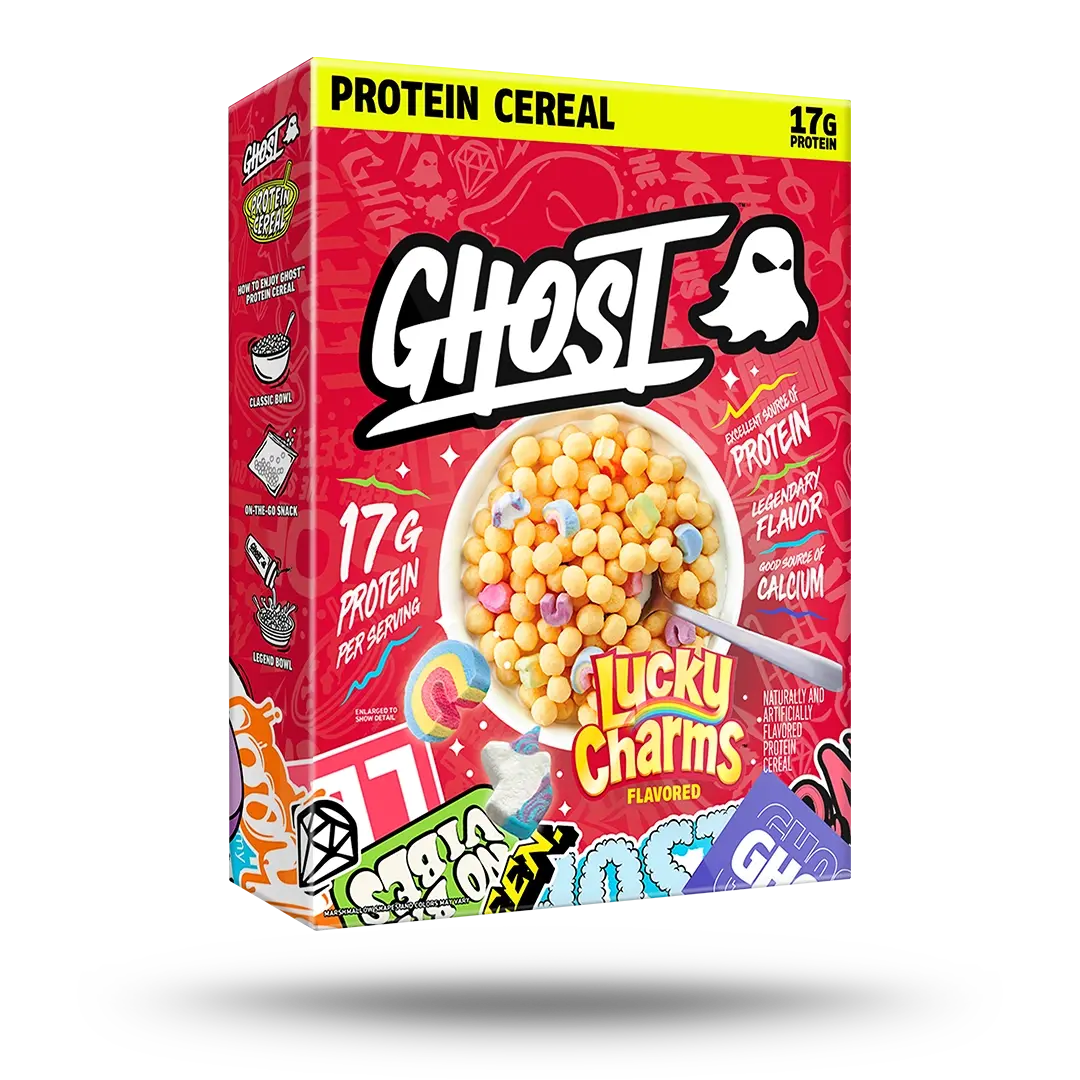 GHOST Protein Cereal, Marshmallows or Peanut Butter Flavor - Contains Lucky Charms Marshmallows or Crunchy Peanut Butter Cereal Puffs - 17G–18G Protein, Good Source of Calcium - Breakfast Cereal & Snack