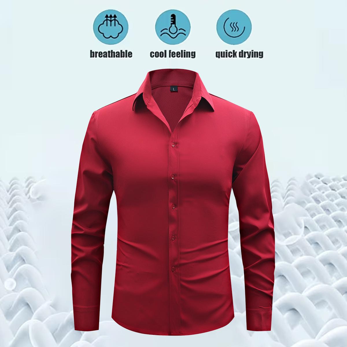 Men's Shirt Long Sleeve Wrinkle-Free Four-Sided Stretch Business High-End Shirt