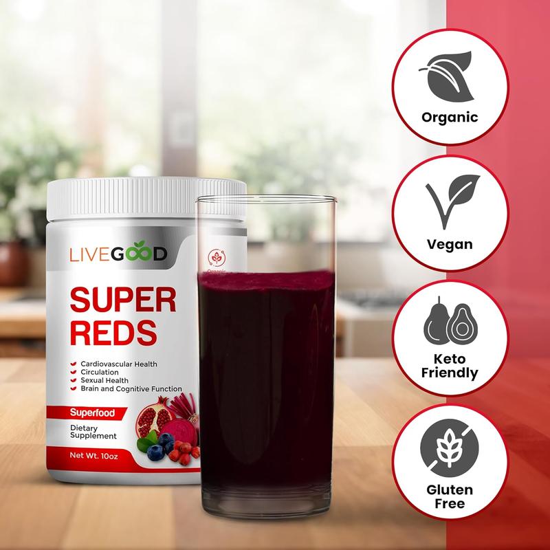 LiveGood Super Greens & Super Reds Bundle – USDA Organic Superfood Powder for Immune Support, Energy, Circulation, Digestive & Cognitive Health (30 Servings Each)