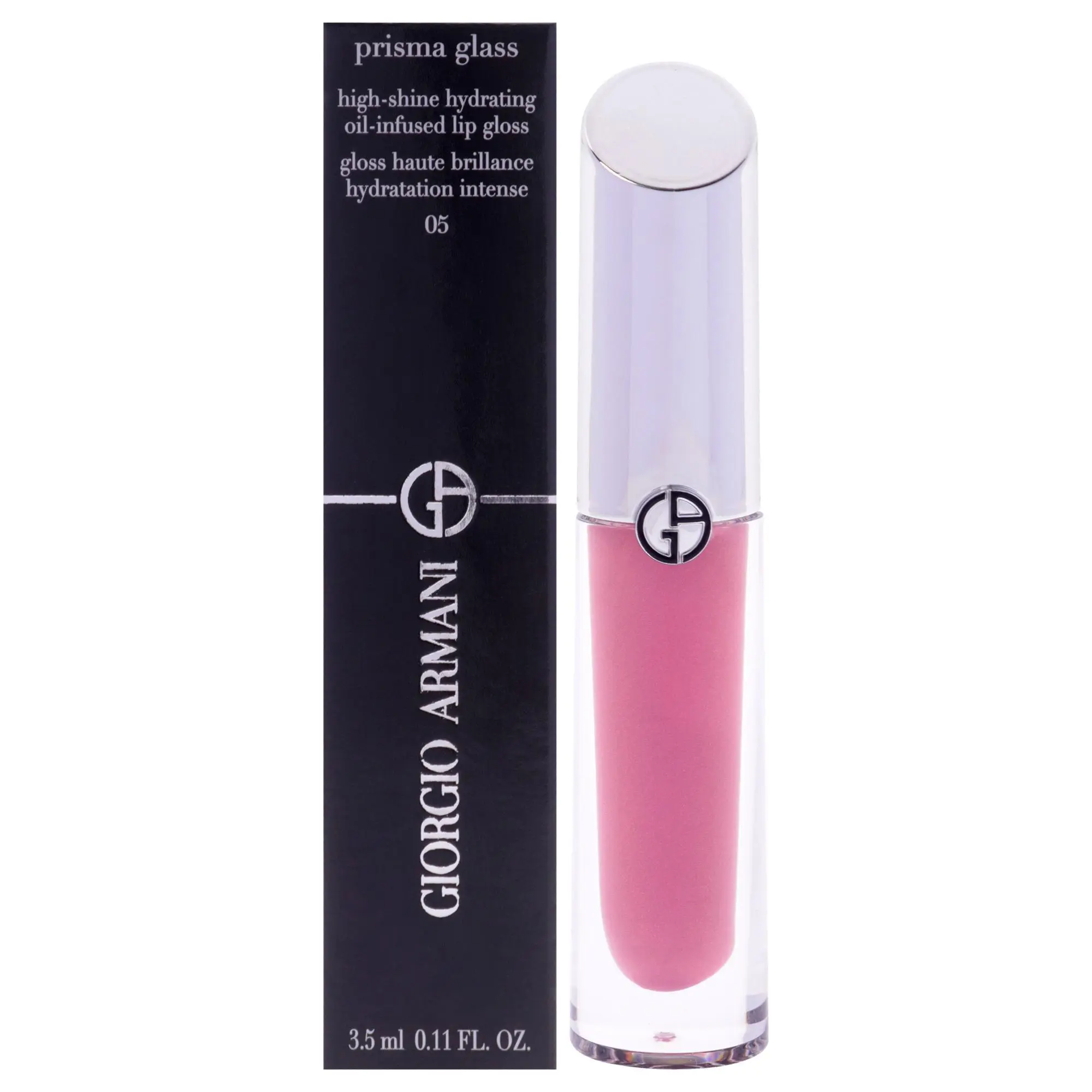 Giorgio Armani Prisma Glass Hydrating Oil-Infused Lip Gloss - 05 Berry Beam for Women, 0.11 oz Radiant Glossy Makeup