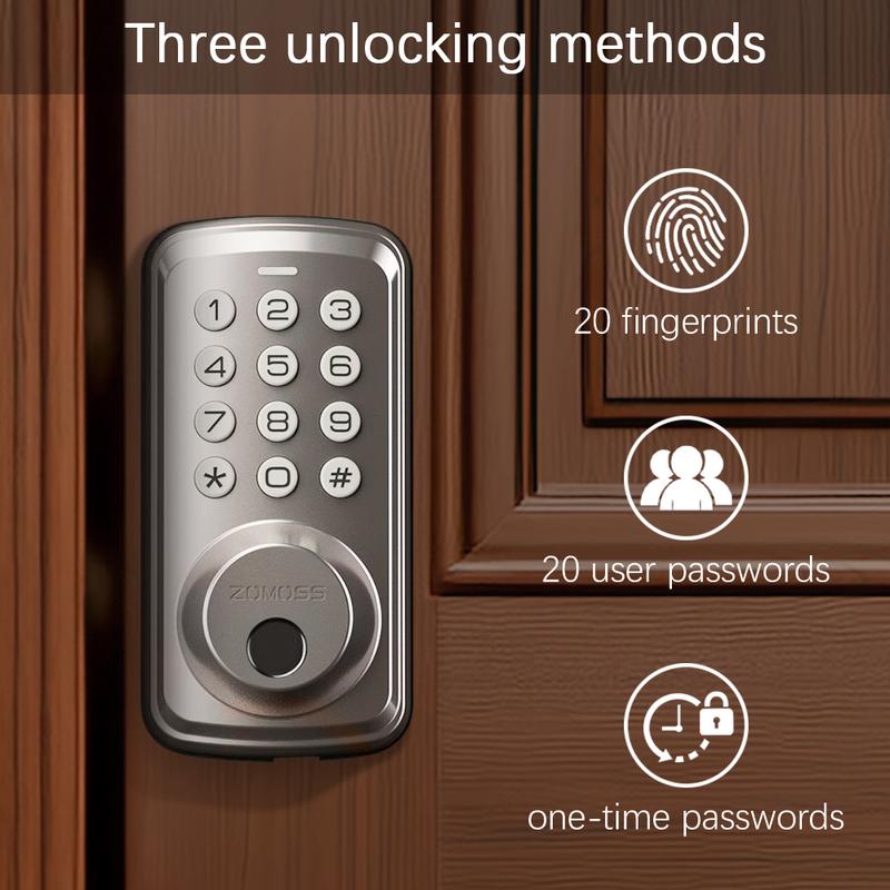 ZOMOSS smart door lock - anti peeping keyboard, automatic locking function, easy installation - perfect home security guarantee, upgraded home security | modern design | easy to install lock