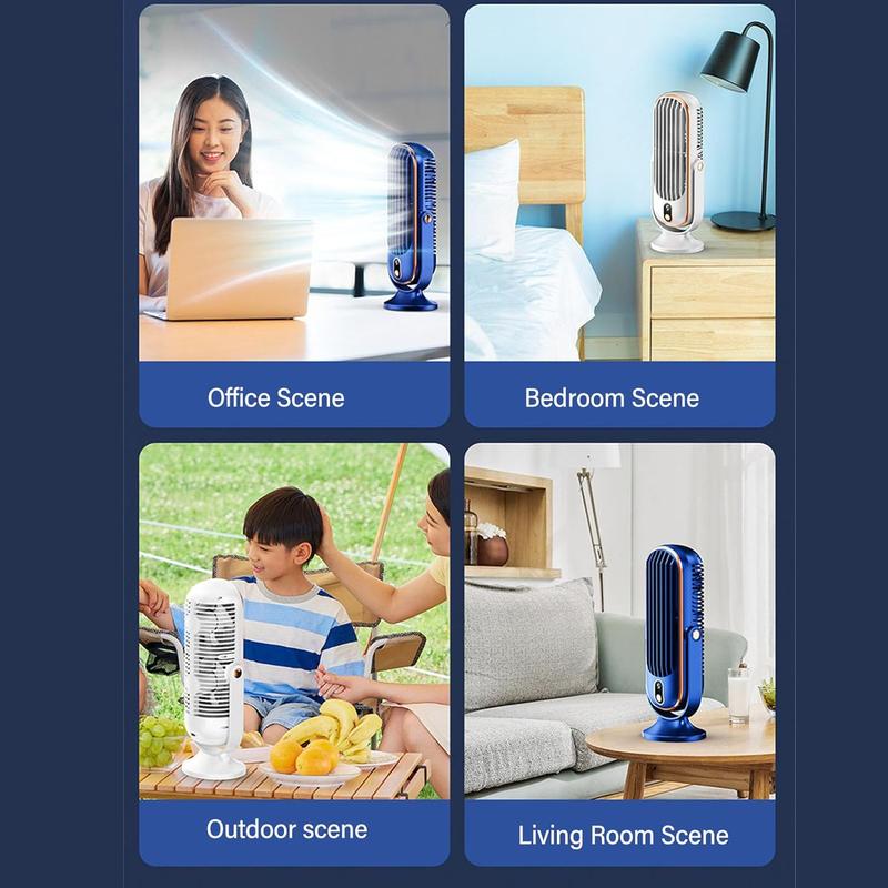 CHEOTIME Table Tower Fan, Portable USB Desk Fan 5 Gears Desktop Fans Quiet Small Personal Fan Brushless Motor Tower Fan Cooling Fan for Car Home Bedroom(White)