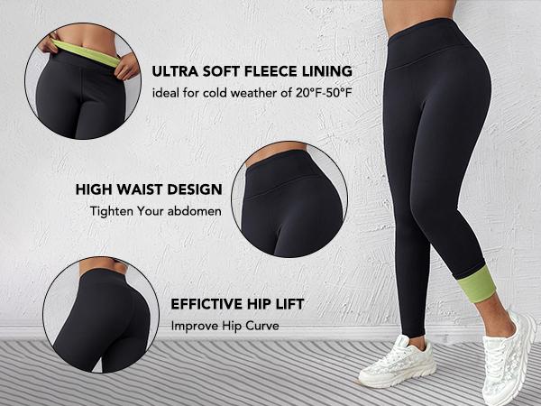 ChicMe Warm Winter Women‘s Fleece Lined Active Pants Thick Soft Tummy Control Termal Warm Winter Shaping Pants