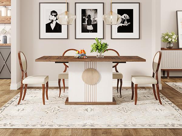 Tribesigns 55" Rectangular Dining Table for 4 to 6 People, Farmhouse Wood Dinner Table for Kitchen, Dining Room (Chair Not Included) Modern Furniture