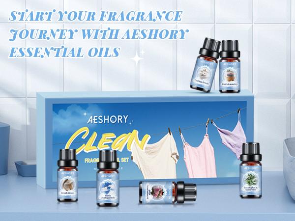 Clean Diffuser Oils Gift Set - 6x10ML Luxury Fragrance Oil Blend, Clean Scent Essential Oils Set for Diffuser, Candle, Soap Making Scents