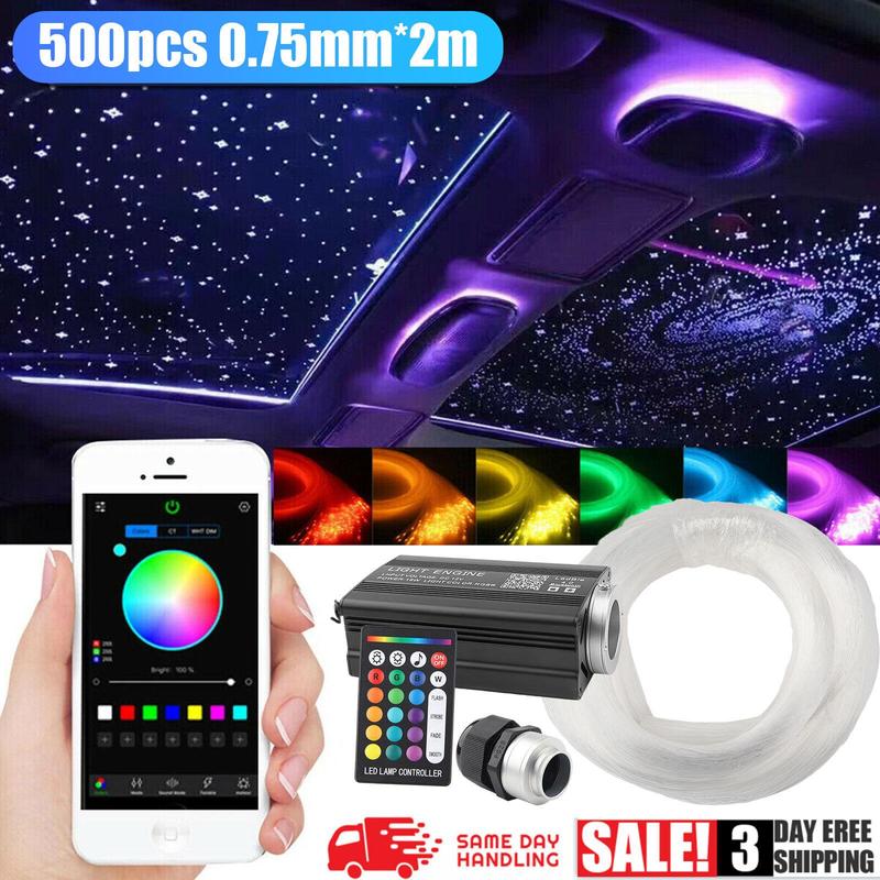 1000/500pcs Deluxe Meteor Shower Lighting Kit Fiber Optic Star Ceiling for Car Home with APP & 24 Key Remote Control RGBW LED Twinkle Music Mode