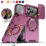 OREKROY Strong Magnetic MagSafe Case with Sliding Camera Cover for iPhone 18 Pro Max/17 Pro Max/ 18 Pro 17 16/15/14/13/12 Series, Military-Grade Shockproof Anti-Drop Phone Cover with Camera Protection and 360° Rotating Ring Kickstand