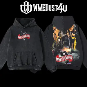 WWEDust4U Retro Vintage Limited Edition WrestleMania 36 Hoodie 100% Cotton Blend Pre-washed for Softness Classic Menswear Oversized American-made