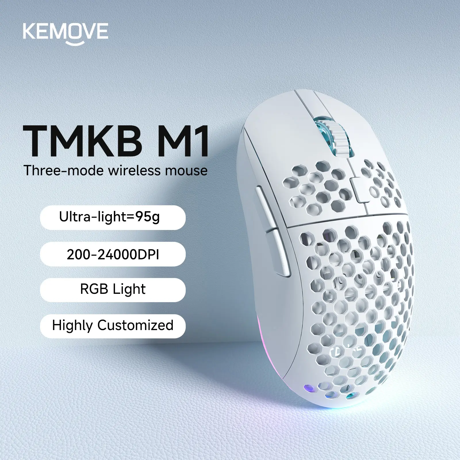 [New]KEMOVE Falcon M1 Wireless Gaming Mouse, 24000DPI Optical Sensor, 180Hrs Battery, Lightweight, 6 Programmable Buttons, RGB Strip, 2.4G/BT5.2/USB-C Wired for PC/Mac/Laptop,back to school,back to school haul