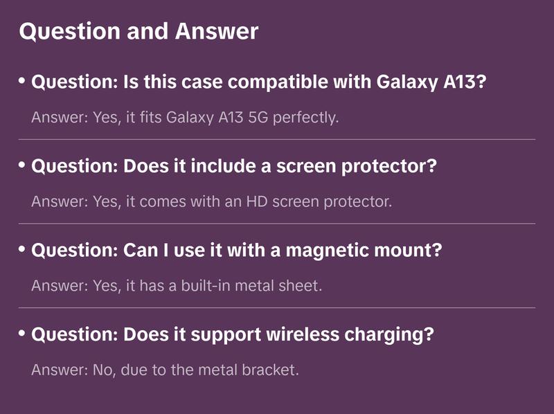 For Samsung Galaxy A13 5G Case, Galaxy A13 5G Phone Case,Slide Camera Cover HD Screen Protector Military Grade Magnetic Ring Holder Shockproof Kickstand Protective Case, Navy Blue Vinve