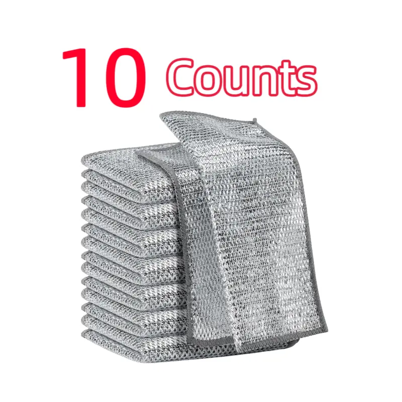 10-Piece Double-Layer Long-Lasting Scratch-Resistant Dishwashing Towels, Multi-Functional for Kitchen Sink, Pot Cleaning