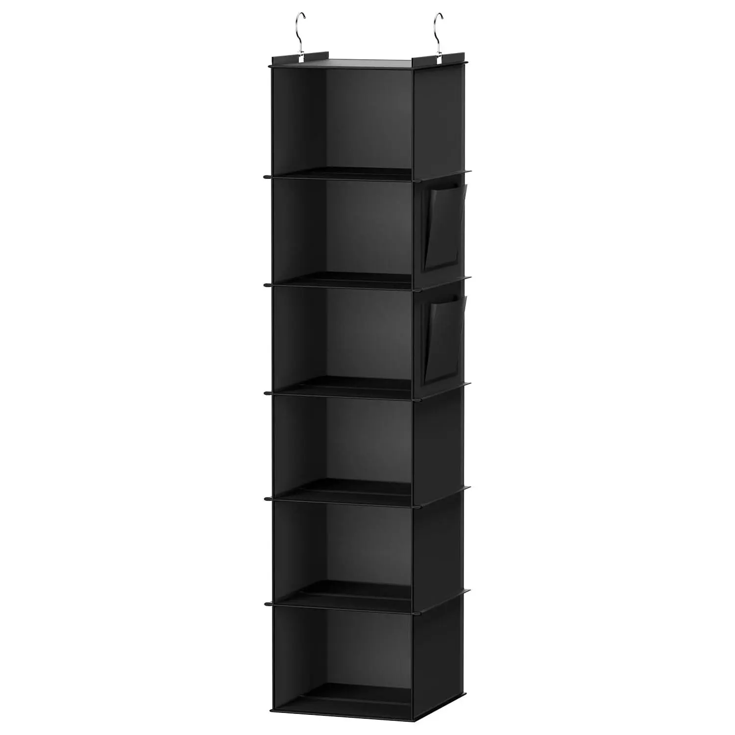 1 PCS 6 Tier Shelf Hanging Closet Storage Rack Organizer, Closet Hanging Shelf with 2 Sturdy Hooks for Storage, Foldable，has 2 pockets on the side, Lightweight, Home Storage, Closet Organizer System
