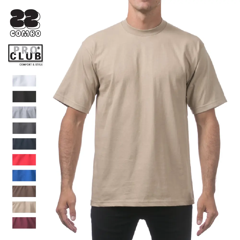 PROCLUB Men's Heavyweight Cotton T-Shirt - Short-Sleeve, Breathable Fabric, Streetwear Top, Casual Hip Hop Style, Big and Tall Sizes (S to 5XLT), Shortsleeve, Fashion, Menswear, Soft, Chinese New Year, Casual Fit, Plain, Cotton Blend