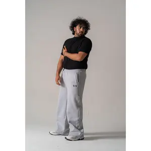Grey Wide-Leg Sweatpants Cotton Womenswear