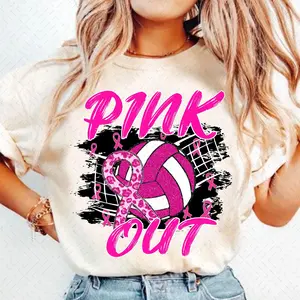 Volleyball Pink Out T-Shirt, Breast Cancer Volleyball T-Shirt, Breast Cancer Awareness T-Shirt, Pink Ribbon, Game Day T-Shirt, Volleyball Mom T-Shirt
