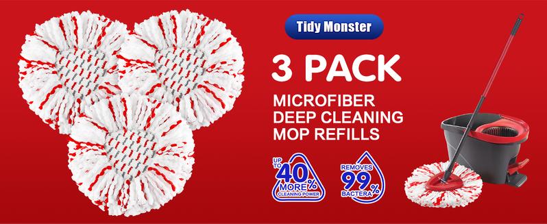 3 Pack Spin Mop Heads with Scrubbing Pad - 2024 Upgraded 2-in-1 Mop Head for O-Cedar EasyWring 1-Tank System. Built-in Scrub Pads for Stuck-on 3 Pack Spin Mop Heads with Scrubbing Pad - 2024 Upgraded 2-in-1 Mop Head for O-Cedar EasyWring 1-Tank System. Built-in Scrub Pads for Stuck-on