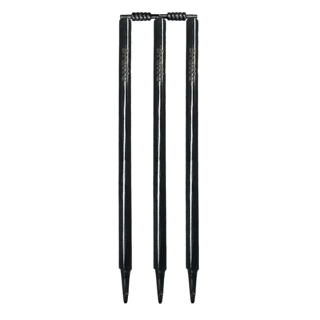 Bratla Cricket Stumps Black Wickets Wooden Stumps High Quality Set of 3