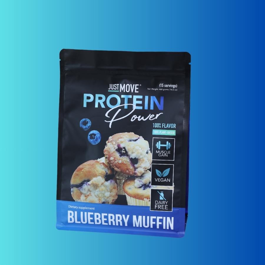 Just Move Protein - Blueberry Muffin - Vegan (Plant Based) Organic, Dairy Free, Soy Free Gluten Free, Keto, Peanut Free, 20g Protein, Low Carb, Non GMO Easy Snack Healthy