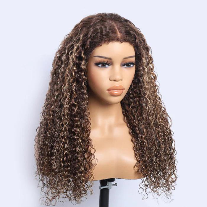 【Glueless 4c Edge】Blonde Highlight Curly Human Hair Lace Frontal Wig 13x4 Undetectable HD Lace Front Wig For Women #Tiktokshopblackfriday