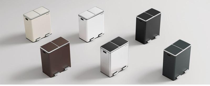 SONGMICS Trash Can 2 x 8 Gallon (2 x 30 L) Kitchen Garbage Can with 15 Trash Bags, Plastic Inner Buckets & Hinged Lids