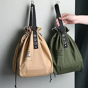 Constricted Insulated Bag, Simple Canvas Picnic Bento Bag, Picnic Food Storage Bag, Insulated Lunch Bag