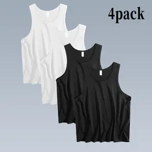 4PACK 180G Men's Gym Tank Tops 100% Cotton Moisture-Wicking Dry Fit Breathable Muscle Shirts for Gym & Summer Workouts