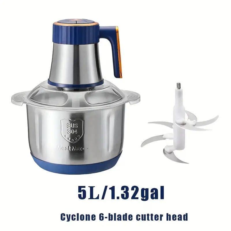 Stainless Steel Electric Meat Grinder - Home Food Processor, Household Kitchen Machine, 5L Multifunctional Durable Chopper, Slicer for Home & Festive Use, Kitchen Supplies for Quick Meat Prep