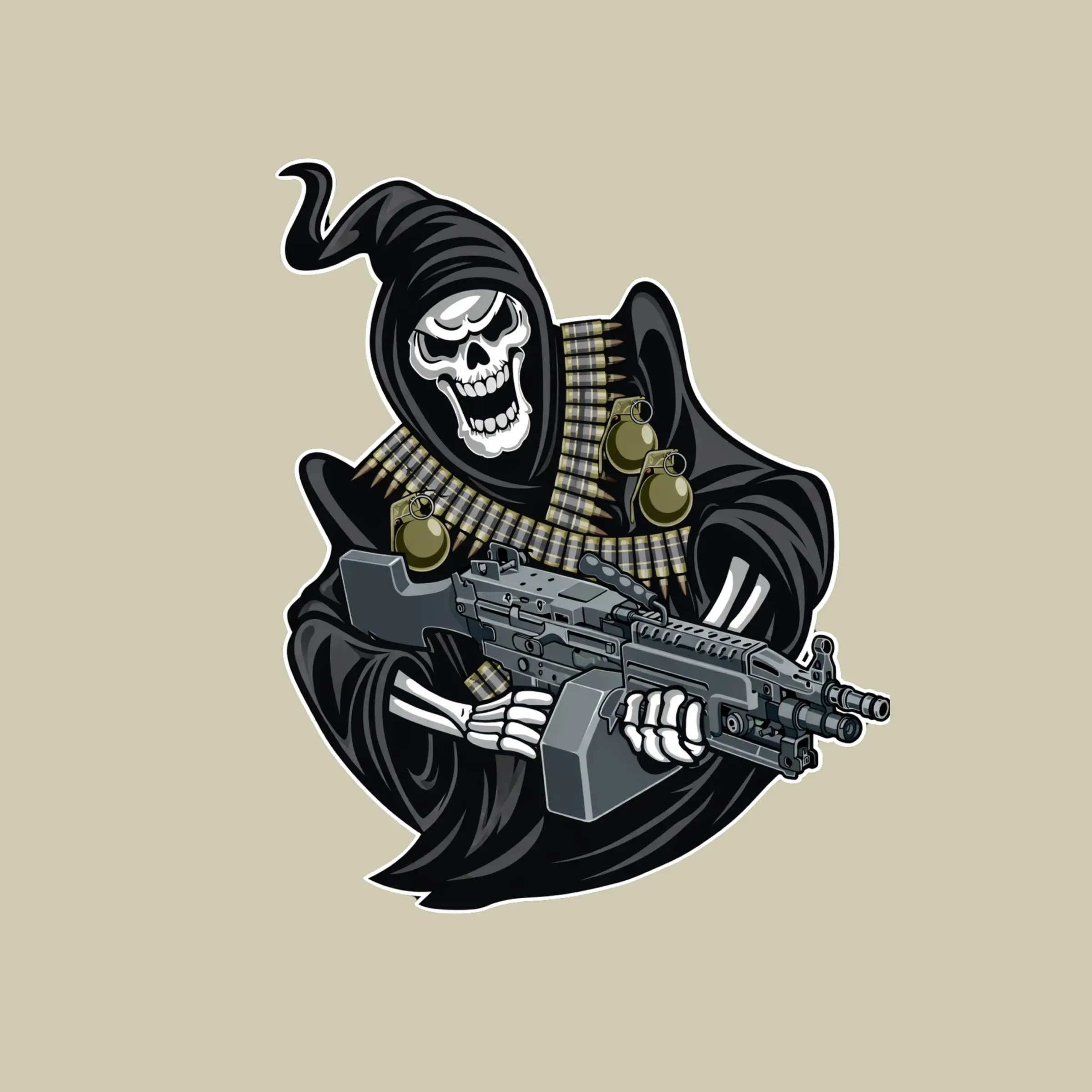 Grim Reaper Heavy Gunner Sticker, Tactical MG & Grenade Belt