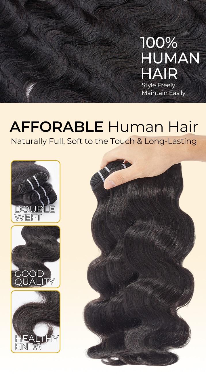 [Wequeen] Best Layer Cut Pack 10A Brazilian Body Wave Straight Hair Bundles Best Layer Cut Pack 3/4pcs Affordable for Sew In, Quick Weave & Closure Behind Hairline Butterfly Cut