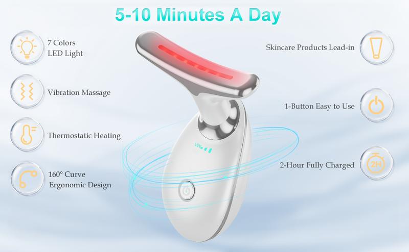 Cotsoco 7 Color Facial Massager Tool, Facial and Neck Massager with 7 LED Light, Skin Care Device, Suitable for Neck Facial Leg, Gift for Women Mother Cotsoco 7 Color Facial Massager Tool, Facial and Neck Massager with 7 LED Light, Skin Care Device, Suitable for Neck Facial Leg, Gift for Women Mother