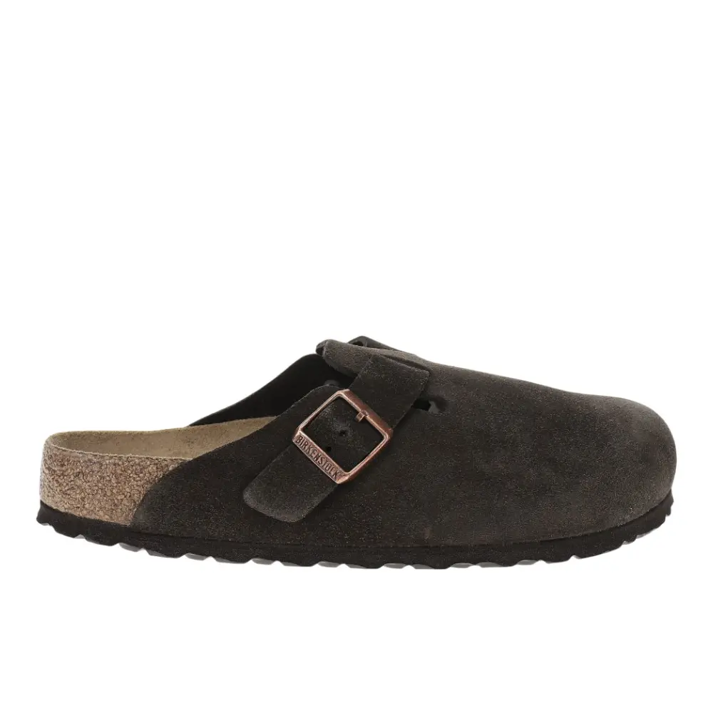 BIRKENSTOCK Mens Boston Soft Footbed Suede Leather Clogs Casual - Brown