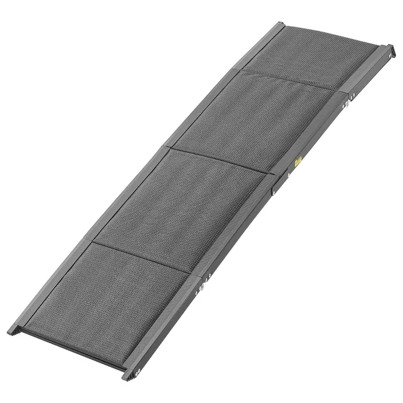 VEVOR Stable 6063 Alloy Dog Car Ramp, 63" L x 17" W Gentle Slope, 15s Quick Fold 14.4 lbs Portable Ramp for Medium-Large Dogs Up to 250lbs, Non-Slip Oxford Fabric Paw Grip Surface, Easy Storage for Cars
